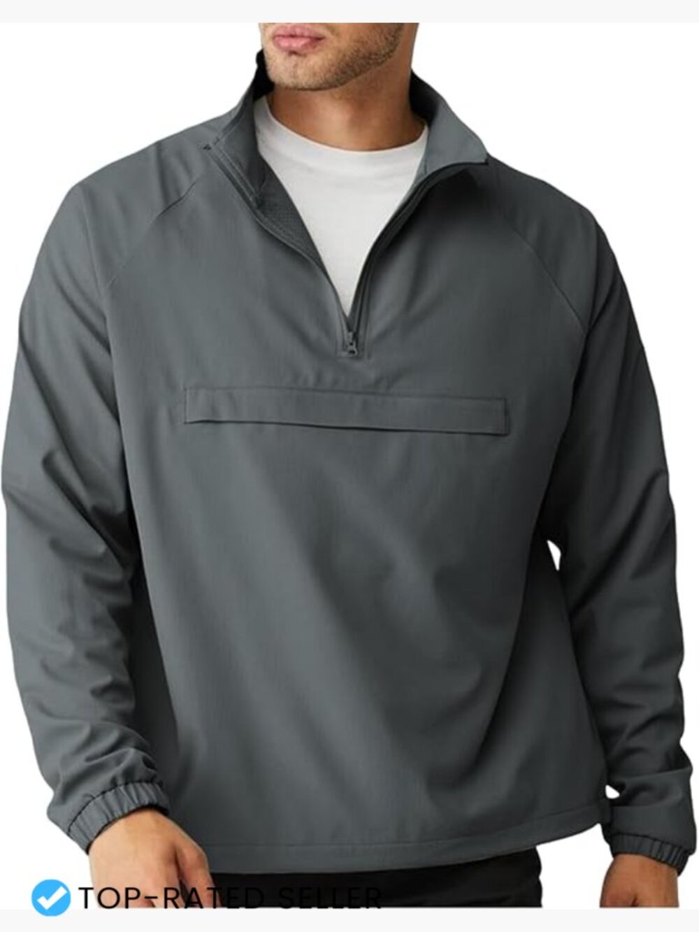 Men's Lightweight Quarter Zip Pullover Windbreaker Jacket with Pocket Classic